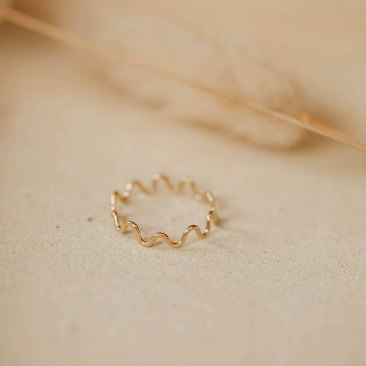 Hello Adorn - Wholesale Band/Stacked Ring - Squiggle Ring | 14kt Gold Fill + Sterling Silver