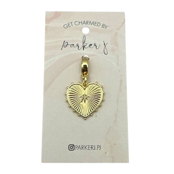 CZ Flutet Hjertecharm for engroshandel hos Parker J Jewelry & Charm Bar