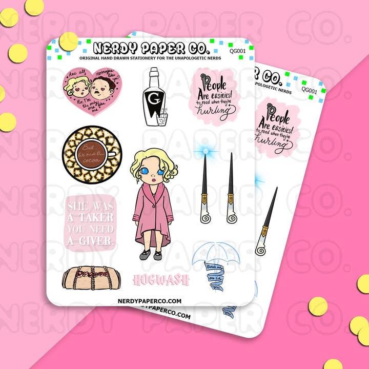 Sweet Witch Sampler - Hand Drawn Wizard Sticker Sheet for wholesale by NERDY PAPER CO.