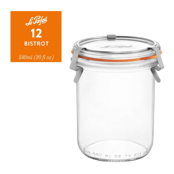 Le Parfait - Wholesale Jar - 580ml Bistrot French Glass Canning Jar W 86mm Removable Lid