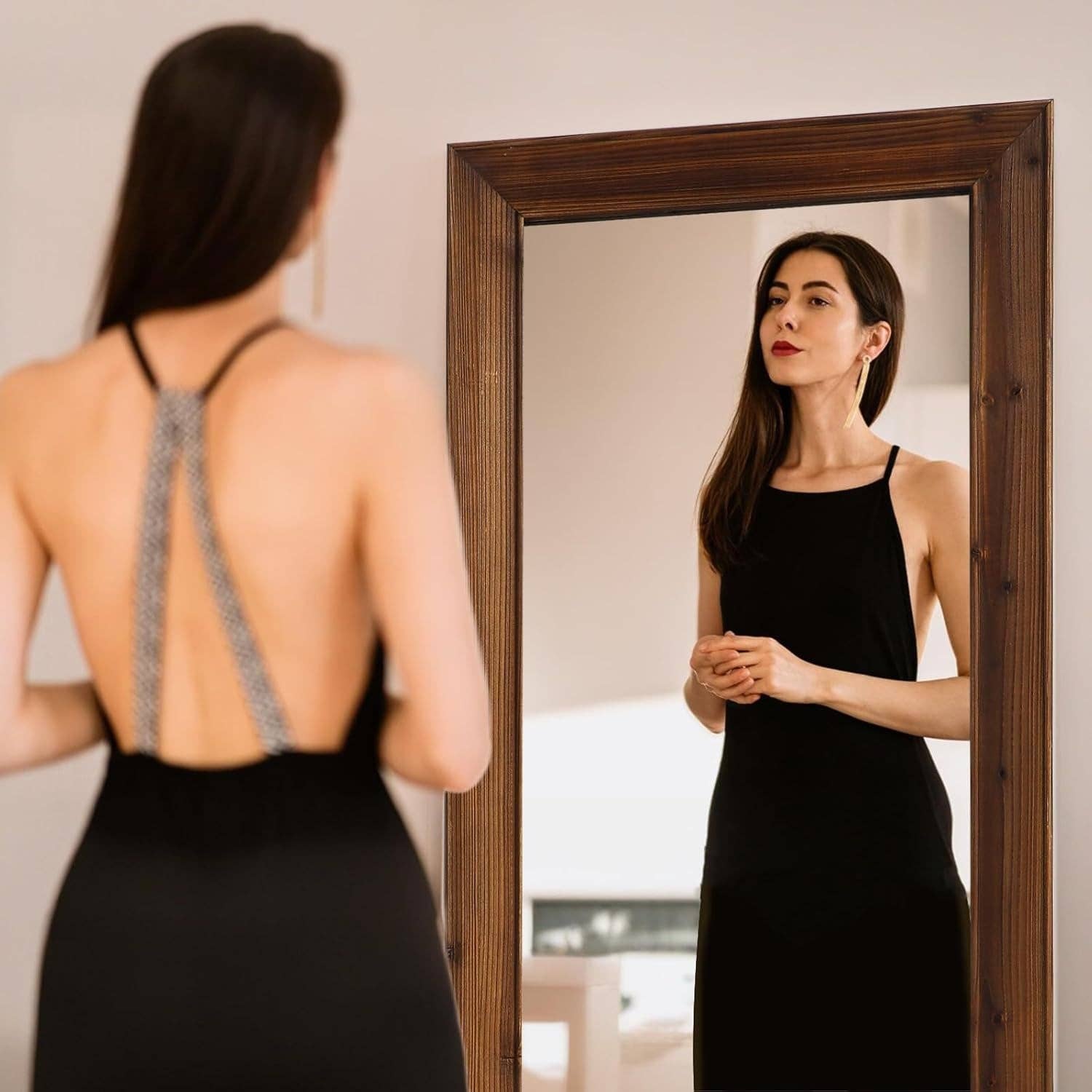 Rustic Farmhouse Full Length Mirror 64x21 Inch Wood Frame for wholesale on Faire6