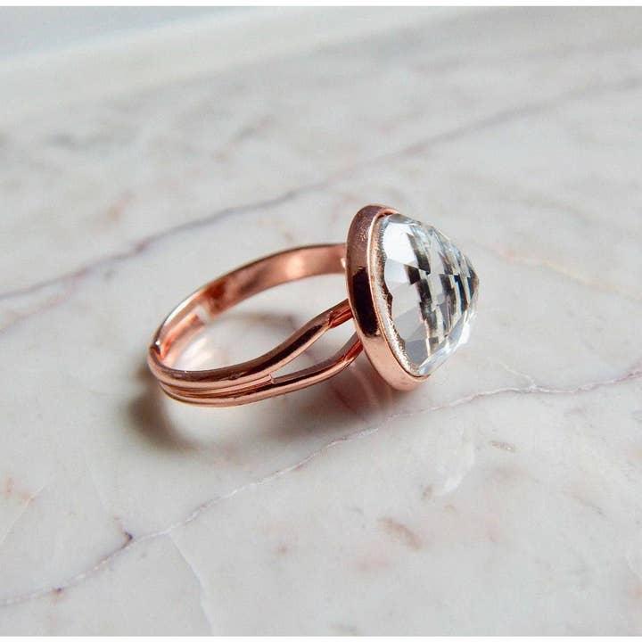 Love Your Bling® - Wholesale Single Stone/Solitaire Ring - Clear crystal ring on rose gold3