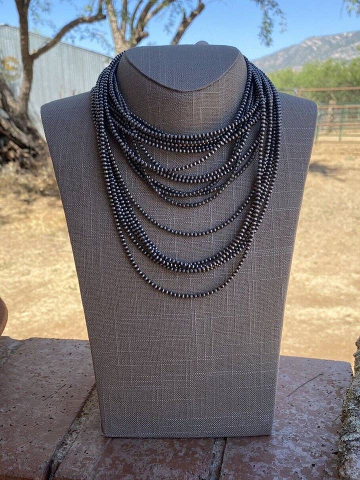 3mm Sterling Silver Navajo Pearl Style Beaded Necklace for wholesale by Nizhonitradersllc