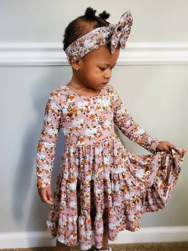 Long Sleeve Twirl Dress & Short Set for wholesale by Minikin Mischief Clothing Co