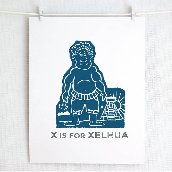 X er for Xelhua Illustreret Tryk for engroshandel hos Jamie Palmer Keating