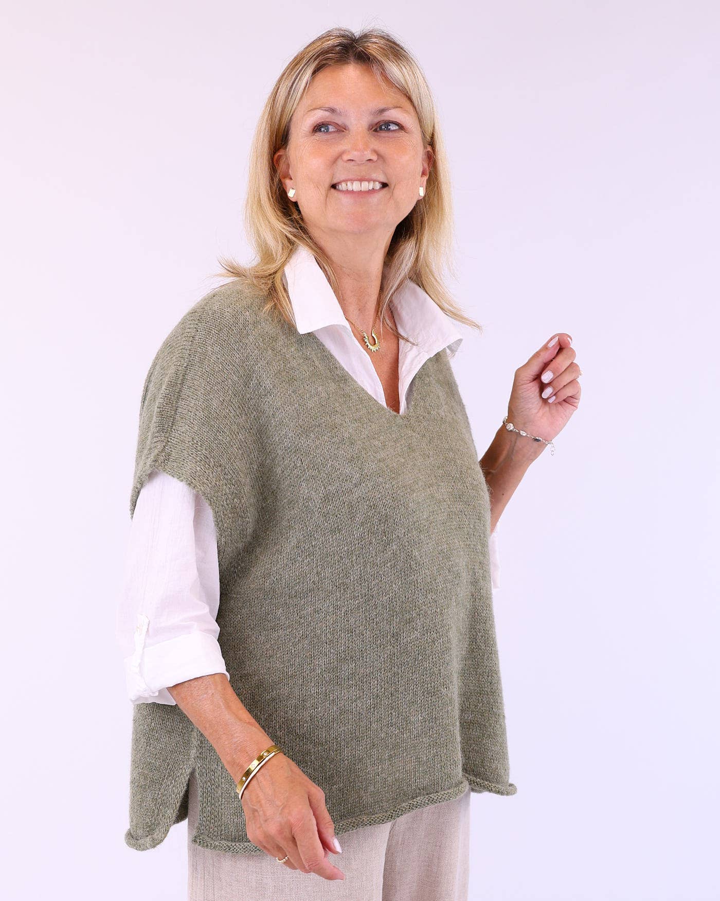 Cadenza Italy Ltd – Großhandel Strickpullover – Damen – Alpaka-Mischung V-Ausschnitt Tunika11