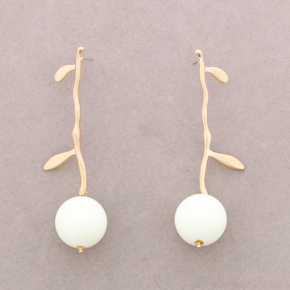 Sonata – Engroshandel Klik-smykker – Hængende metalgrene øreringe med perleimitationskugle1