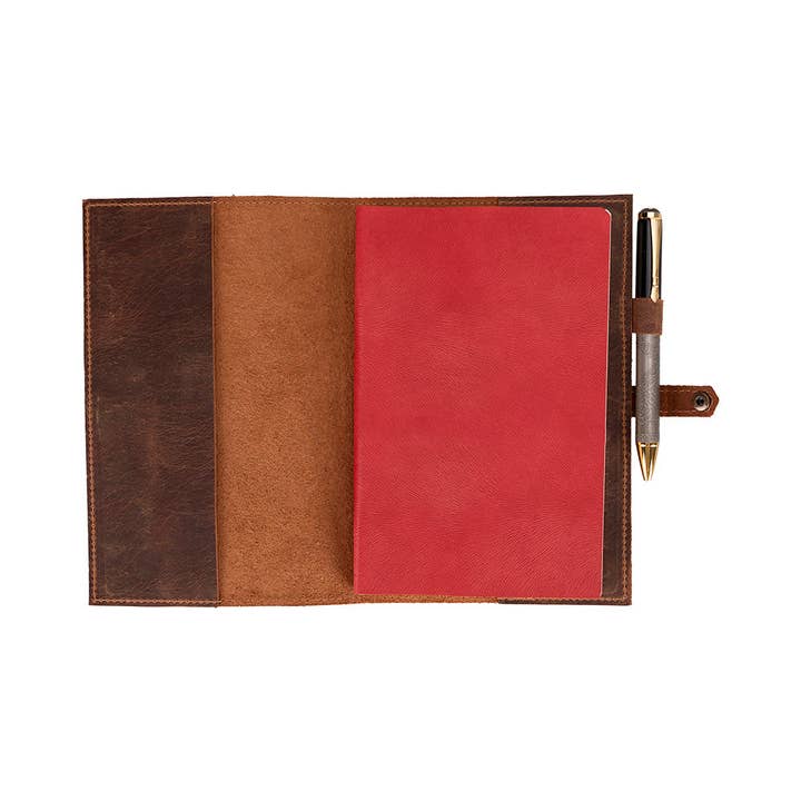 Saddle Brown Leather Journal Cover – A5, Handmade & Customizable for wholesale on Faire