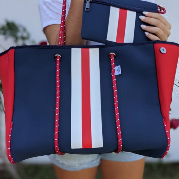 Sugar Lily's - Wholesale Tote Bag - Women's - Sugar Lily's- Neoprene Spirit Collection-Big Navy & Red1