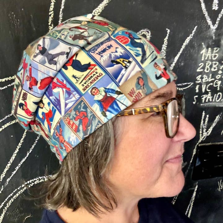 Sofs Designs - Wholesale Beanie - Women's - Beanie with unique vintage woman skiers graphic.