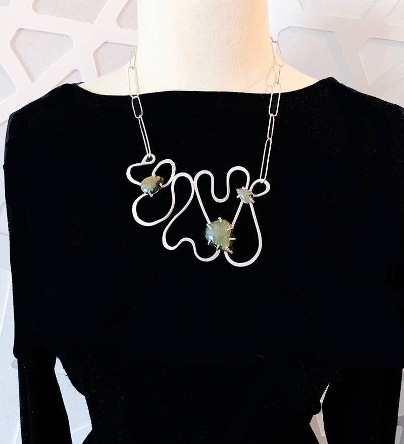 Audacious Studio - Wholesale Pendant/Charm Necklace - Niemeyer Curves Necklace in Sterling and Labradorite1