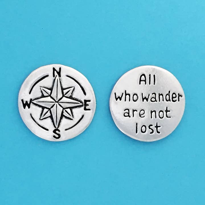 Compass/Not All Who Wander Are Lost Coin for wholesale by Basic Spirit