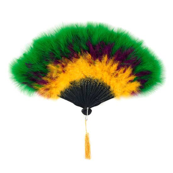 Zucker Feather Products - Wholesale Party/paper folding fan - Marabou Feather Fan Multi Color - Mardigras Mix3