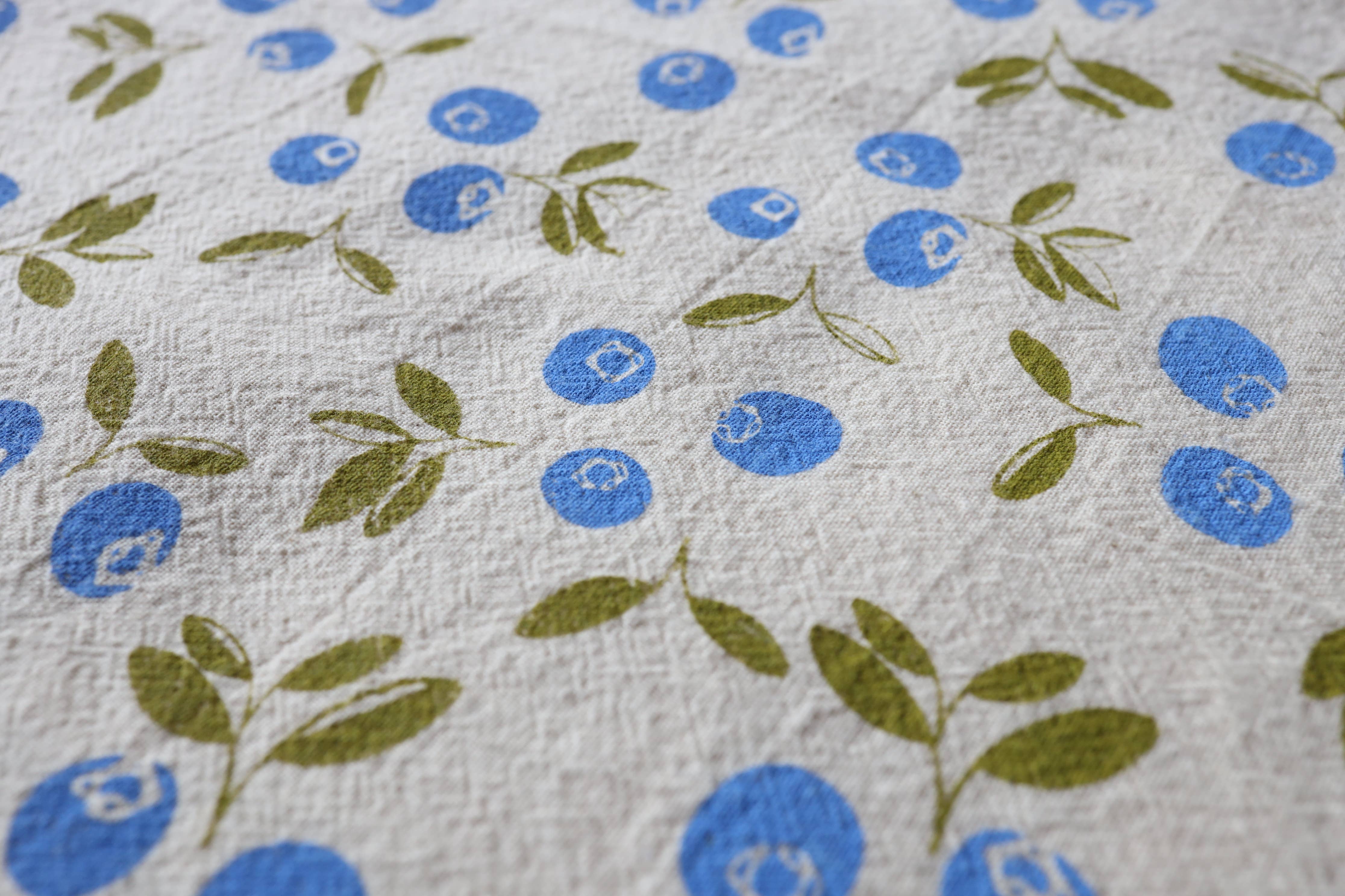 The High Fiber - Wholesale Tea Towel - Blueberry Kitchen Towel, Handprinted Tea Towel4