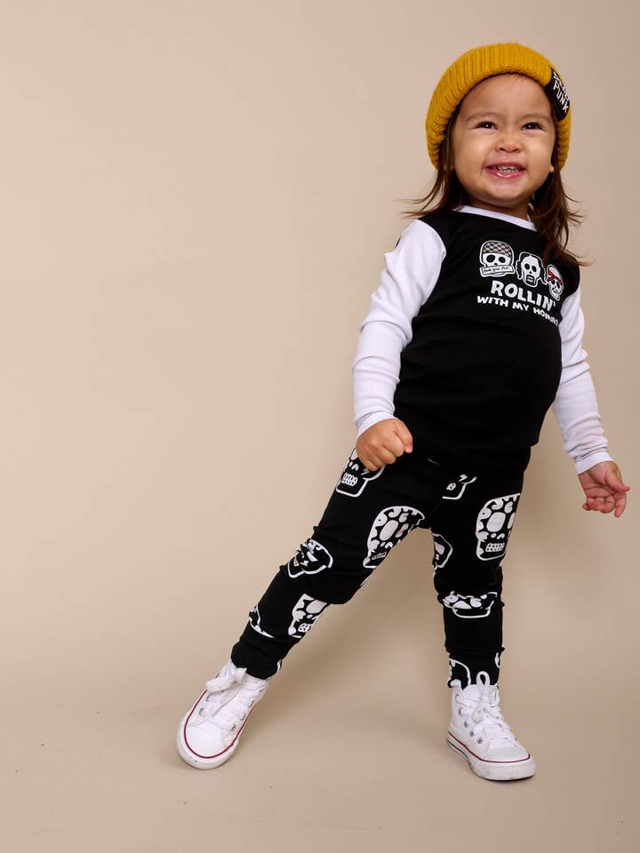Mono Skull Leggies for wholesale by Wild Rabbit Kids