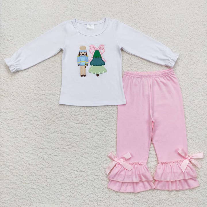 Baby Girls Christmas Soldier Shirt Ruffle Pants Clothing Set for wholesale by Aier Wholesale