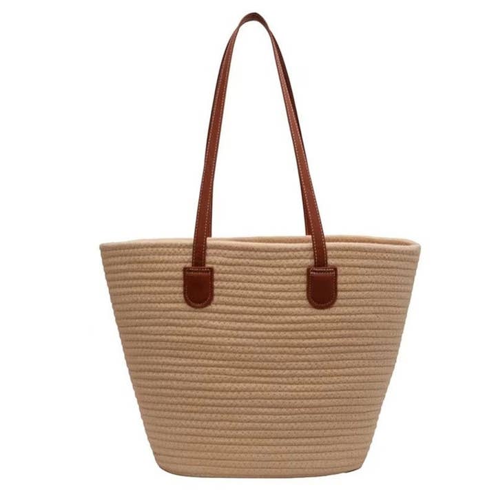 DetailCherry - Wholesale Tote Bag - Women's - Large Capacity Color-Block Single Shoulder Tote Woven Bag