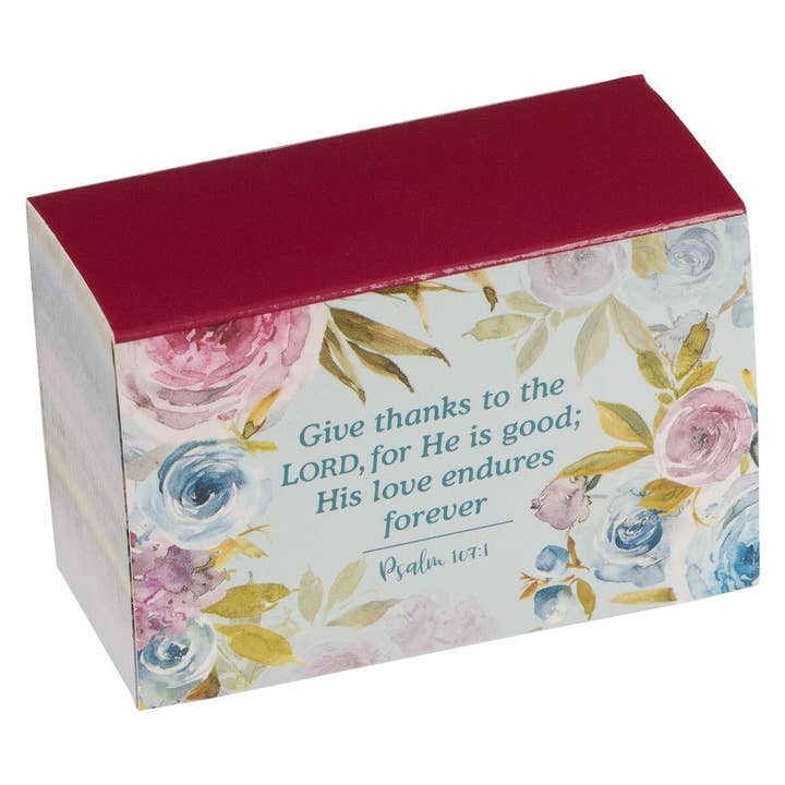 Christian Art Gifts - Wholesale Jar - Give Thanks Pink Ranunculus Glass Gratitude Jar with Cards -2