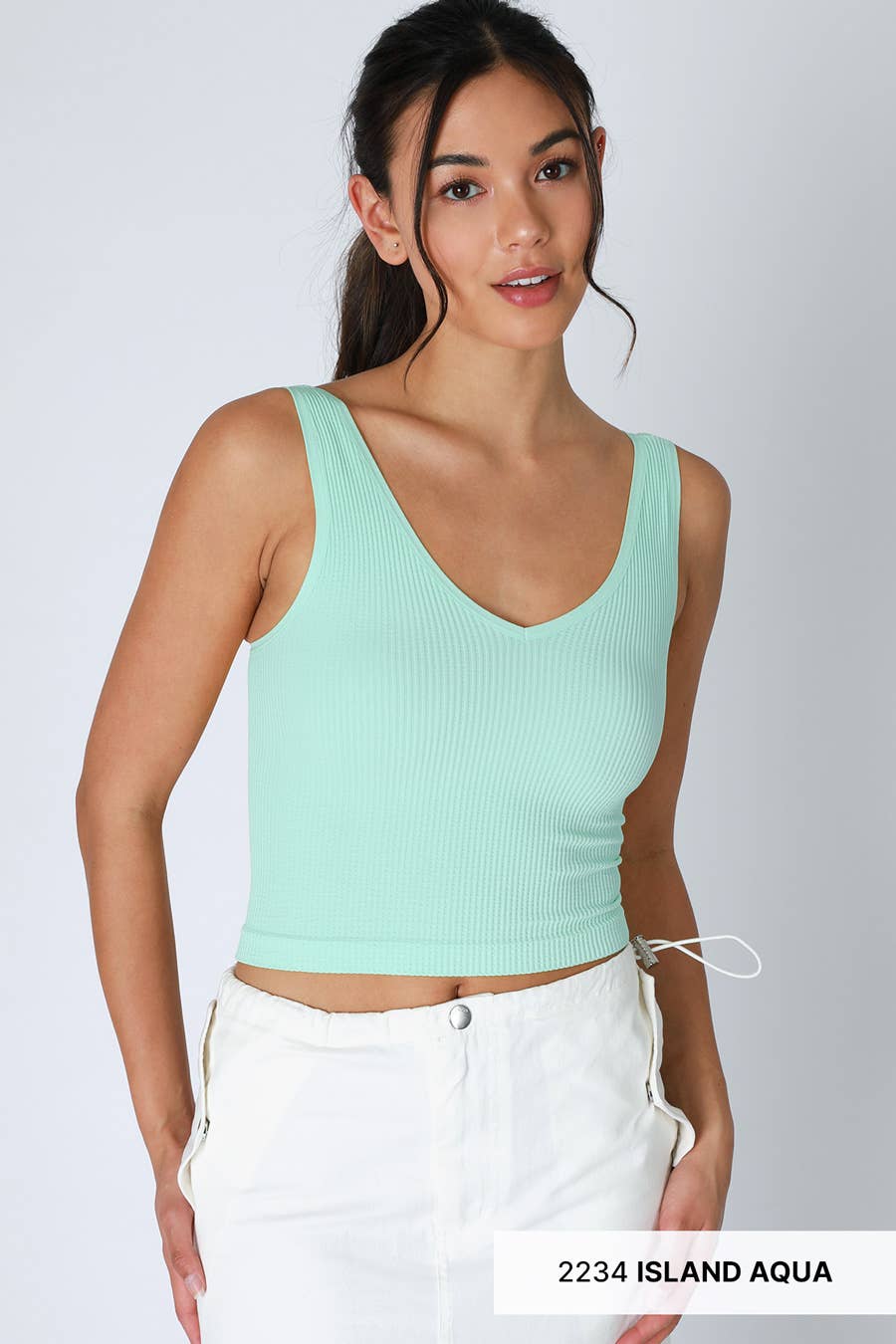 NIKIBIKI - Wholesale Knit Top - Women's - NS7575 - V Neck Ribbed Crop Top8