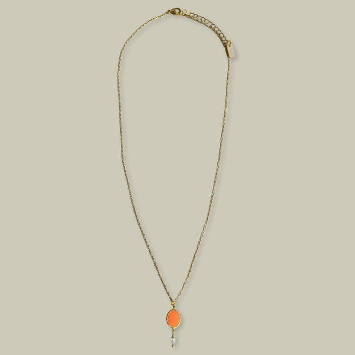 Jazu Jewellery - Wholesale Pendant/Charm Necklace - Nona necklace with enamel oval stainless steel pendant5