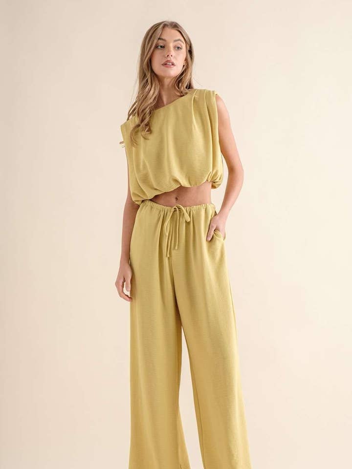 Lime Juniper Crop Top for wholesale by In The Beginning