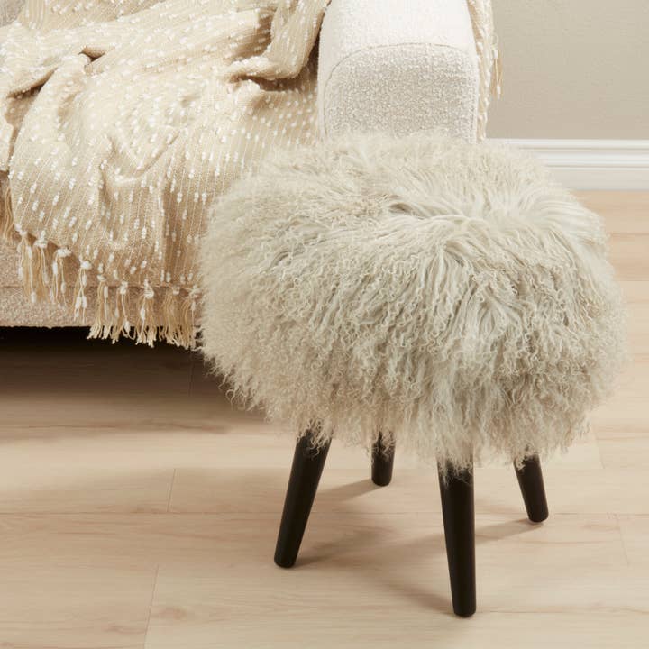 Saro Lifestyle - Wholesale Stool - Mongolian Lamb Fur Stool12