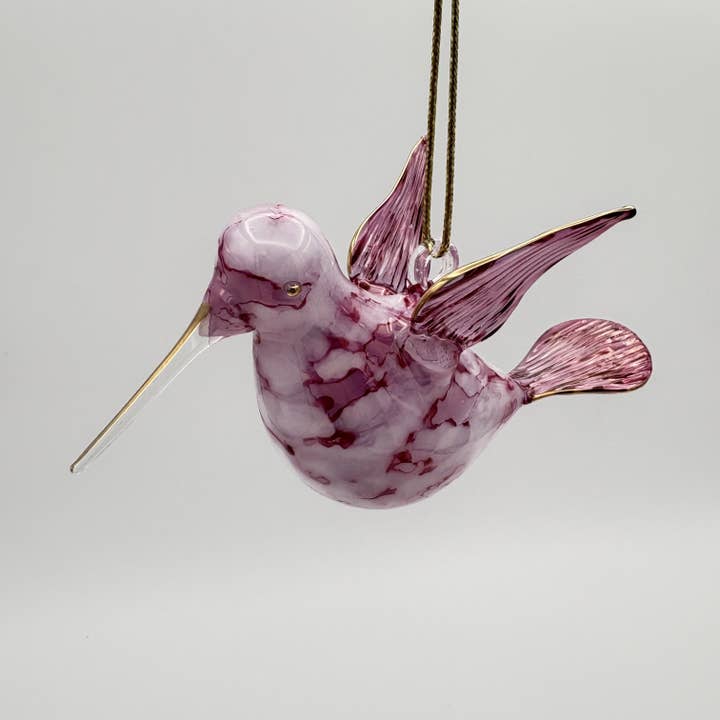 Blown Glass Ornament - Hummingbird Pink for wholesale by Dandarah (Ships from USA)