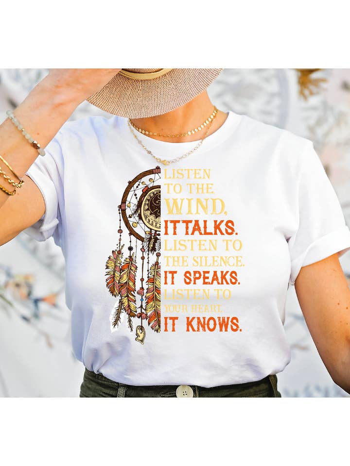 MAYA TX - Wholesale Screen Printed T-Shirt - Women's - Native American Shirt,Indian Proverb T-shirt X0862