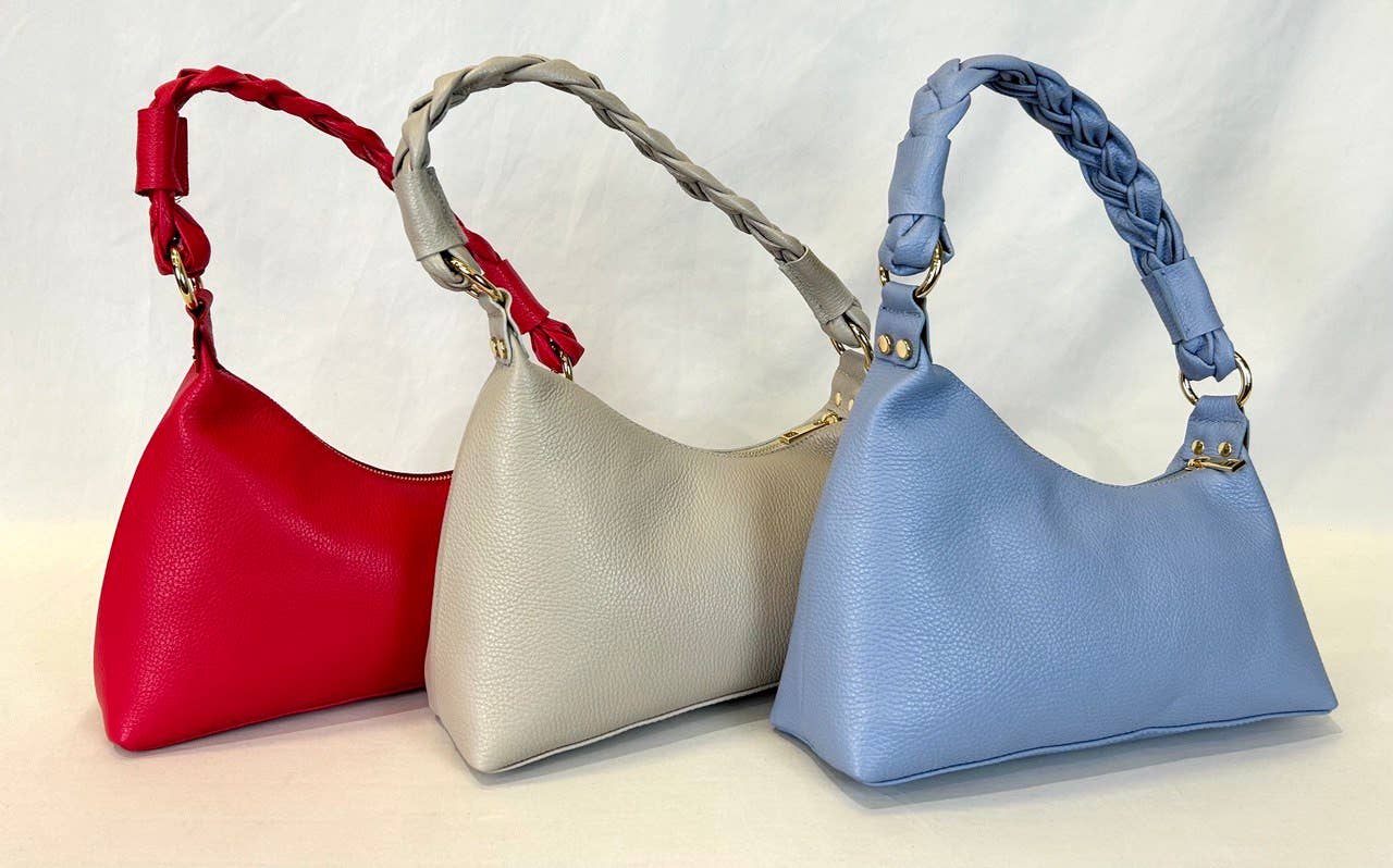 JIJOU CAPRI - Vendita all'ingrosso Tracolla - Donna - Borsa in pelle italiana asimmetrica con tracolla intrecciata 2114