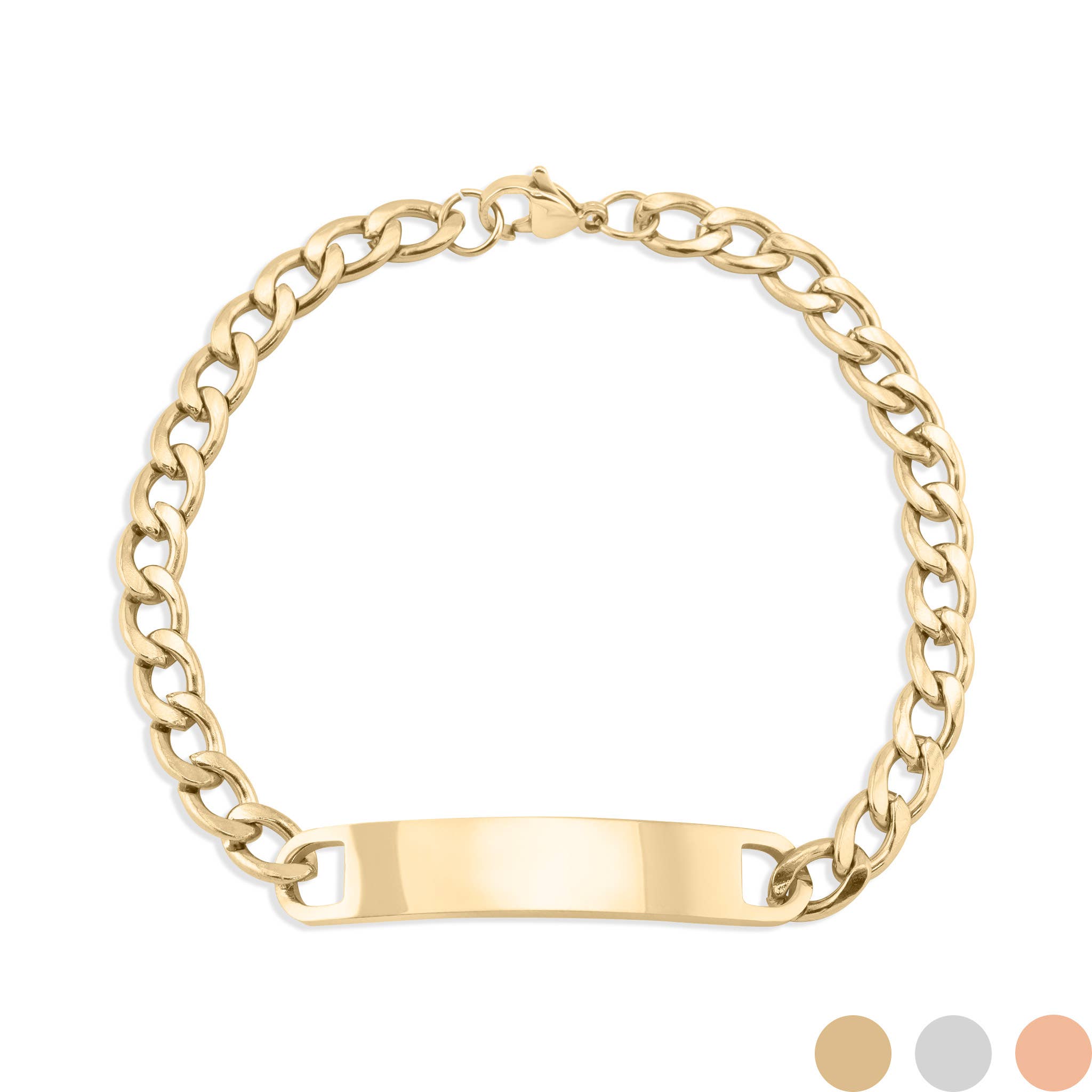 WJW - Wholesale Link & Chain Bracelet - Stainless Steel Blank ID Curved Bar Bracelet