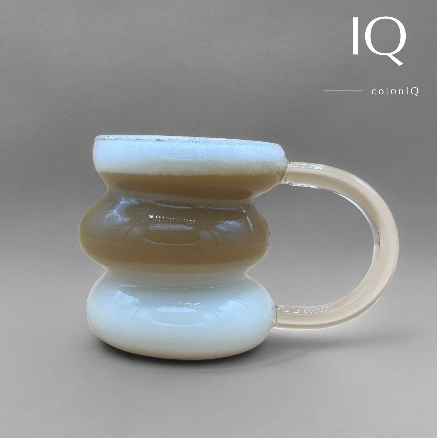 cotonIQ - Wholesale Drinking Glass/Cup - Designer glass mug with handle for hot and cold drinks – transparent – 450 ml1