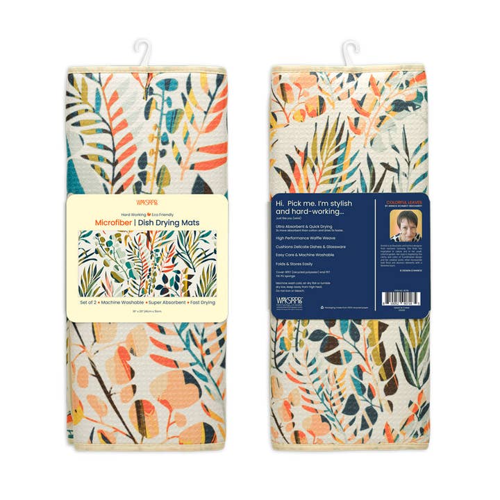 WerkShoppe - Wholesale Dish Drying Mat/Rack - Colorful Leaves Microfiber Dish Drying Mats, Eco Friendly5