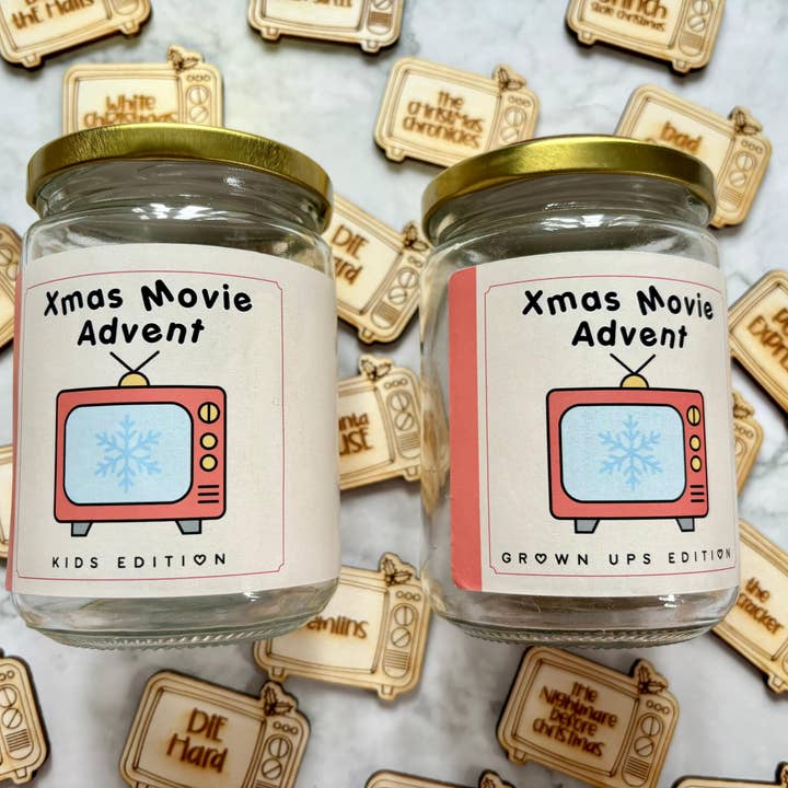 Gepersonaliseerde gegraveerde houten kerstfilmtokens, alternatief voor chocolade-advent, adventsinzetstukken, gegraveerde tokens, kerstadvent, voor wholesale door Resplendent Aurora