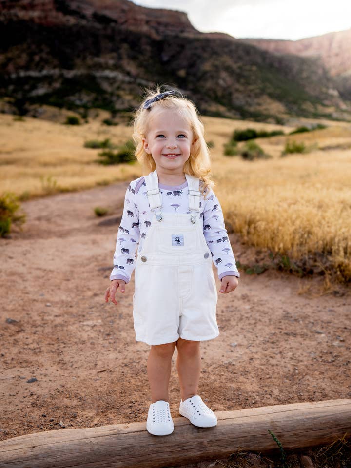 Ivory | Denim Short-alls for wholesale by Bubble Baby