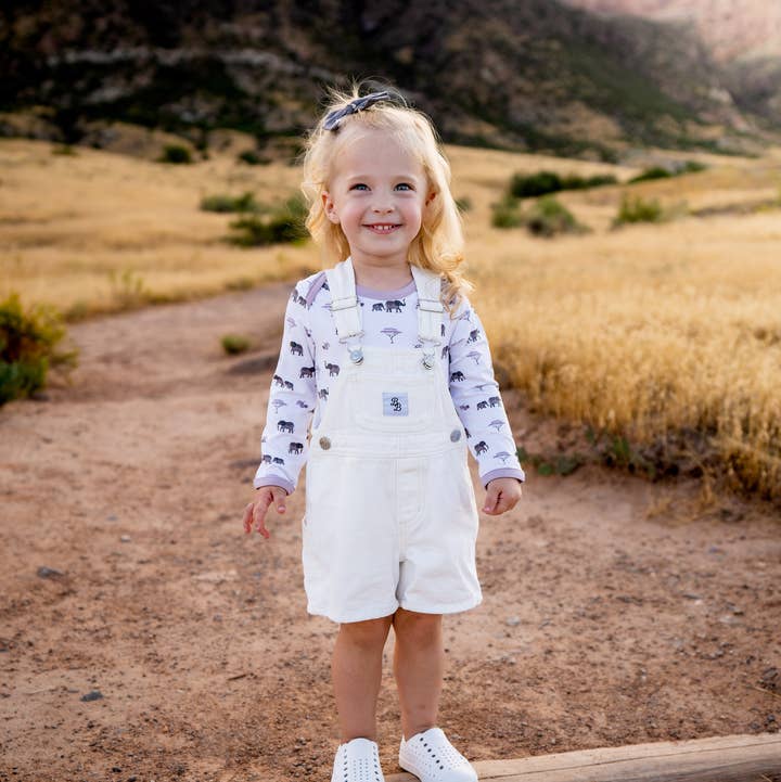 Ivory | Denim Short-alls for wholesale by Bubble Baby