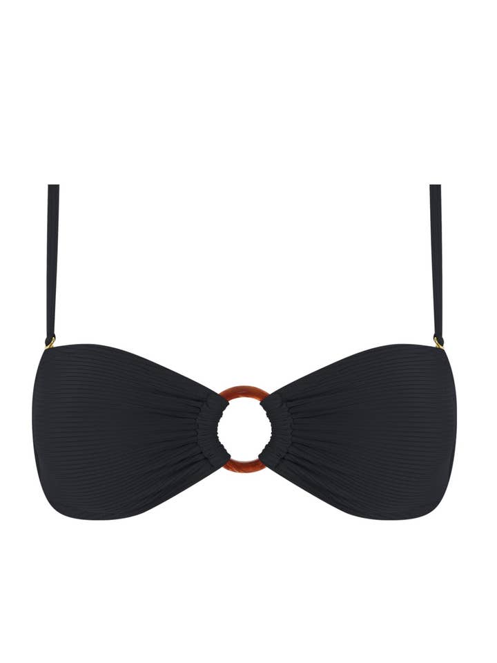 Chlamys Varia geribbelde bandeau bikini top - zwart voor wholesale door Chlamys Varia by MrMiss