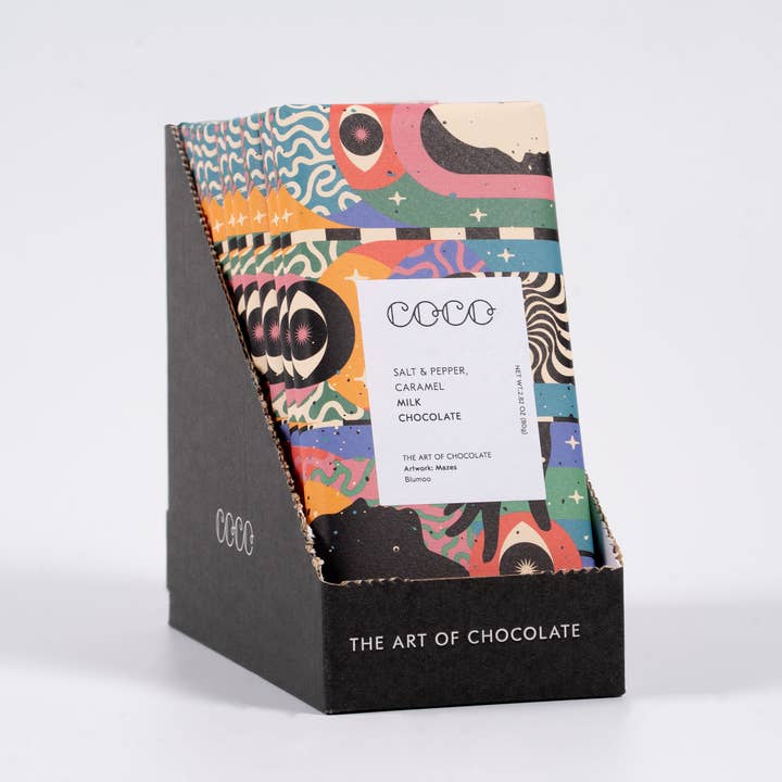 COCO Chocolatier - Wholesale Chocolate Bar - Salt & Pepper Caramel Milk Chocolate Bar 80g (Pack of 12)