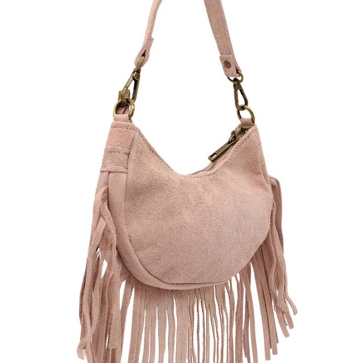 Ellas Trading - Wholesale Crossbody Bag - Women's - Small Genuine Italian Suede Fringed Crossbody Shoulder Bag11