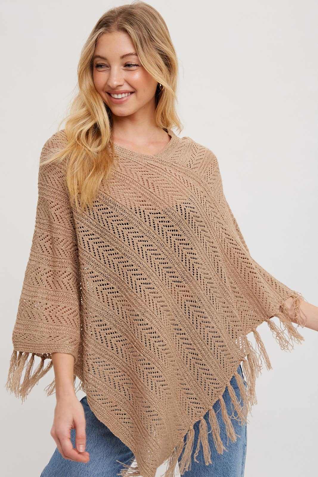 Bluivy – wholesale Poncho – Women's – OPEN-KNIT FRINGE PONCHO12