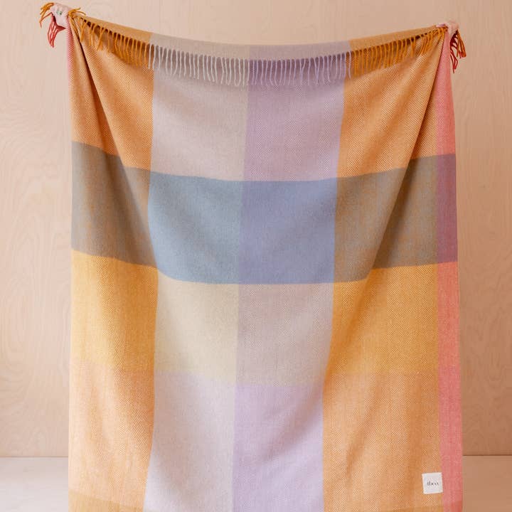 TBCo - Wholesale Picnic Blanket - Recycled Wool Picnic Blanket in Mustard Frame Check