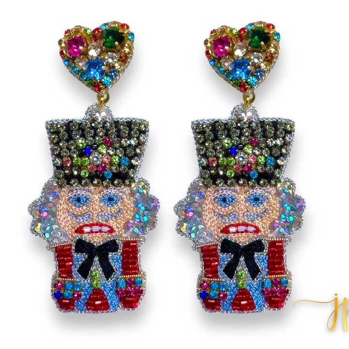 Tartan Nutcracker Beaded Rhinestone Earrings for wholesale by Jenny Patrick Designs ™