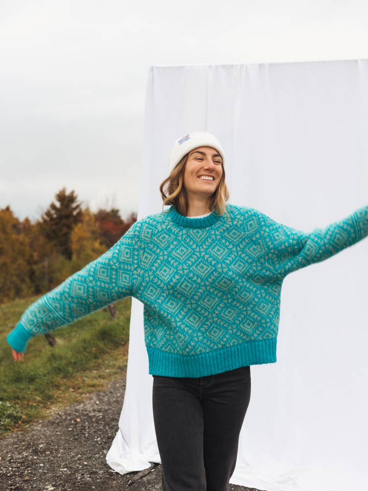 Les Saisons - Wholesale Knit Sweater - Women's - Blue merino sweater