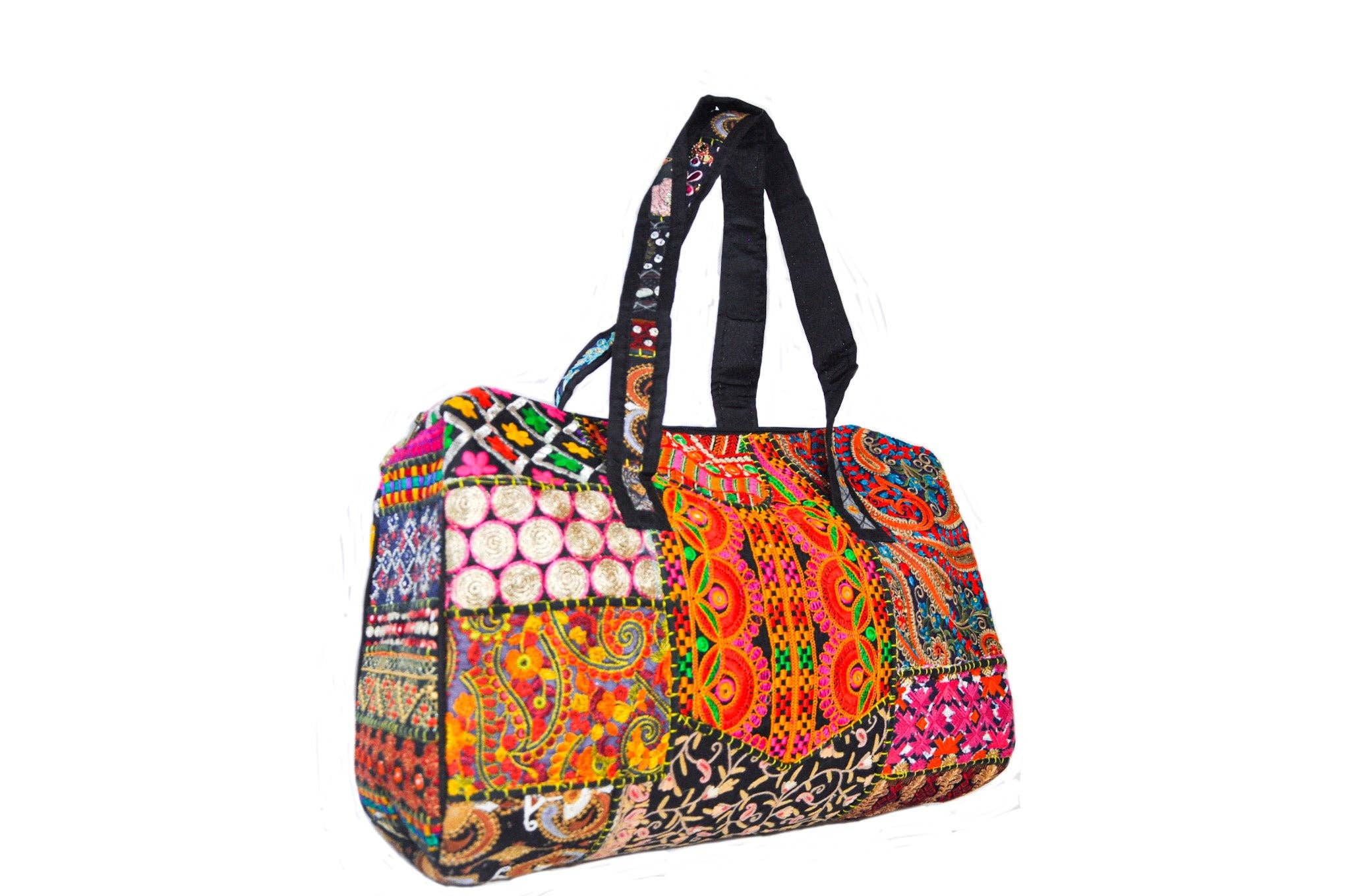Zumki - Wholesale Weekender Bag - Women's - Dahlia Embroidered Patchwork Cotton Duffle Bag1