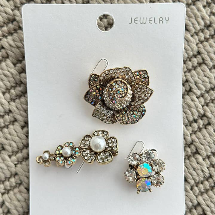 ADORA - Wholesale Brooch - set of 3 flower pins0