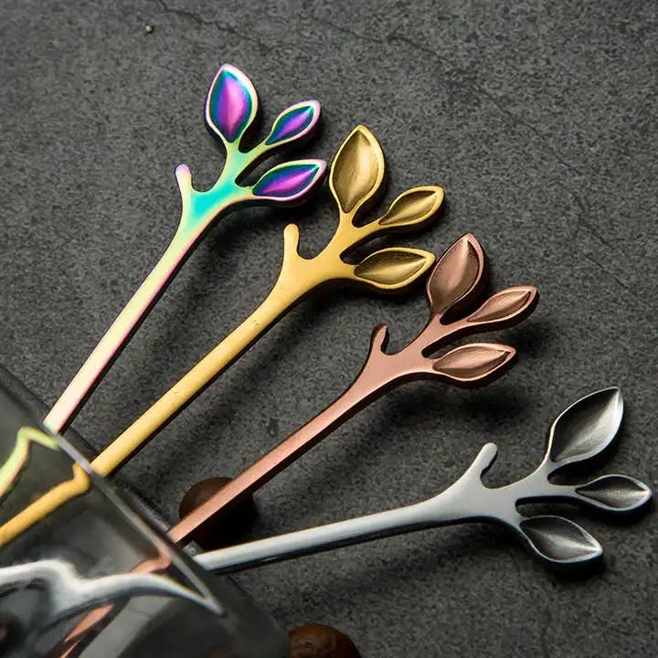 Sostraw & SmartThings - Wholesale Table Spoon (Cutlery) - Leaf Spoon - For Tea, Coffee or Dessert - 4 colors4