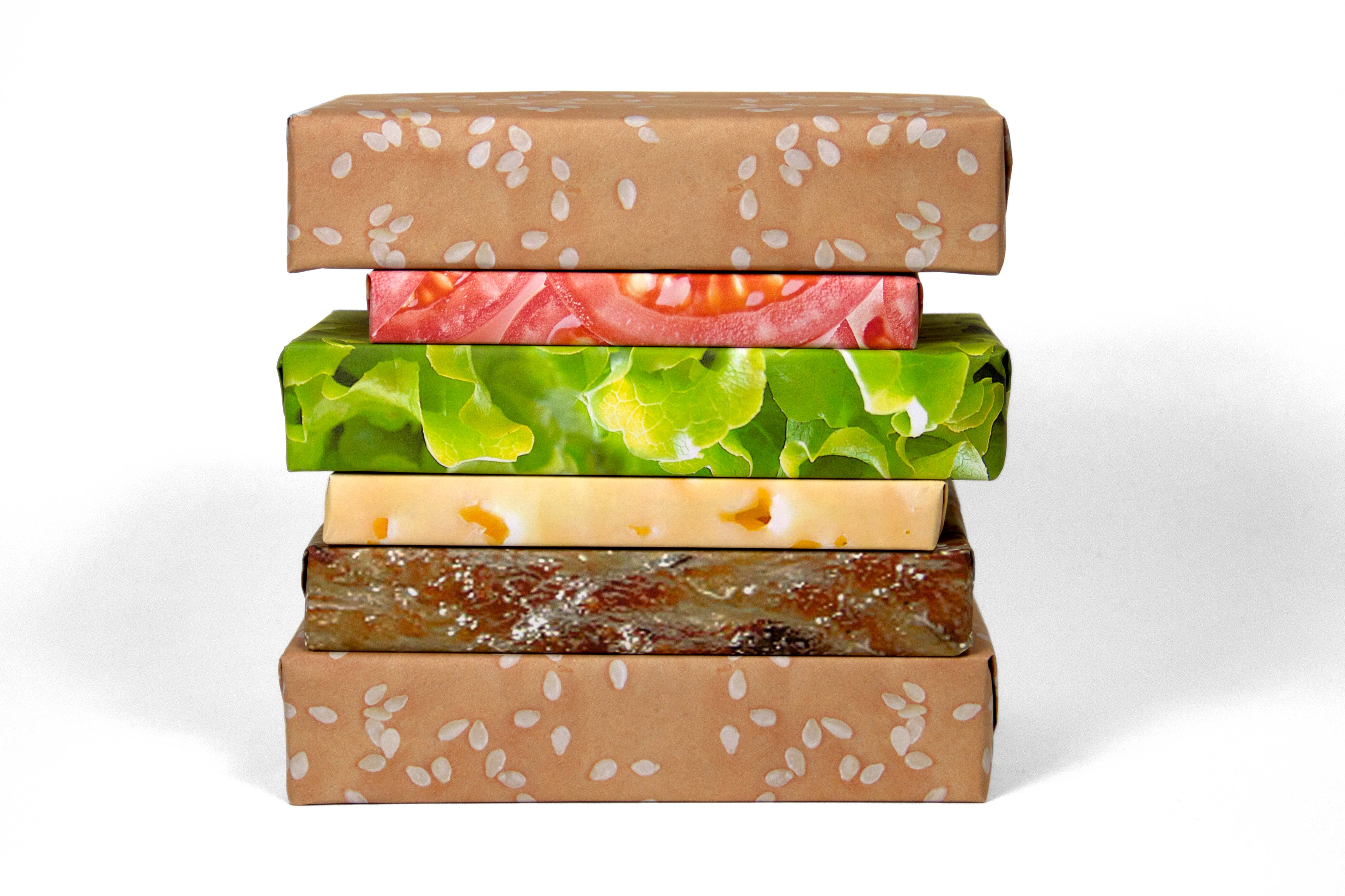 Gift Couture - Wholesale Flat Wrap - Cheeseburger Wrapping paper Set2