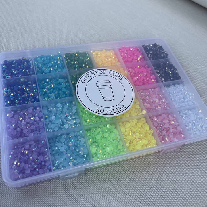 One Stop Cups - Wholesale Craft Supplies - 12 Colors Rainbow Rhinestones Kit