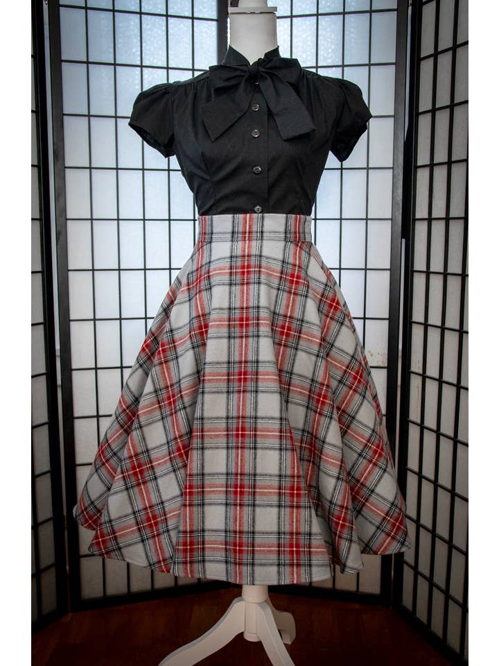 Heart of Haute - Wholesale Skirt - Women's - Haute Circle Skirt - Flannel, Grey Plaid5
