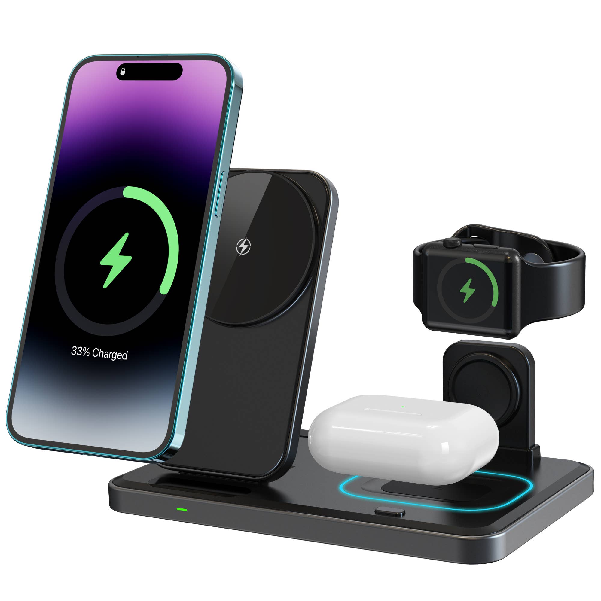 LAX Gadgets - Wholesale Charger - Flat Folding 3-in-1 Fast Wireless Charger -Retail Packaging24
