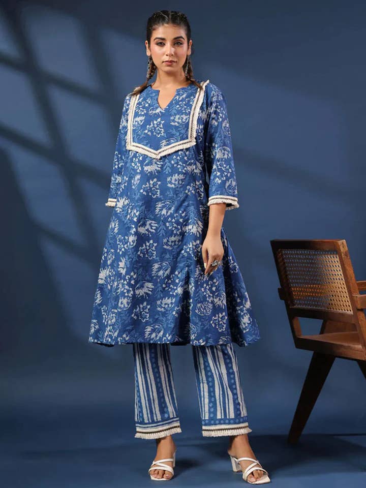 Dabu Printed Kurta and Palazzo Set for wholesale by Jaipur Morni USA